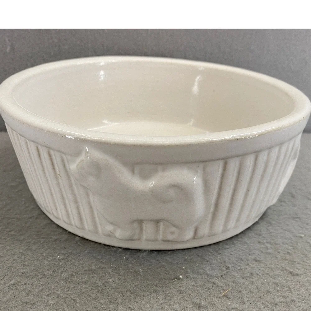 Robinson Ransbottom RRPC Vintage Dog Bowl USA Roseville Ohio Stoneware 1930s